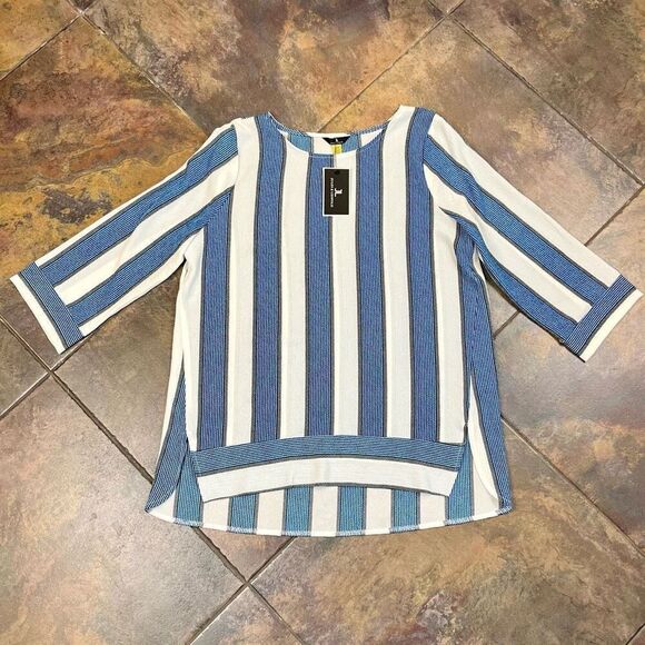 New! NWT Jules & Leopold Textured Striped 3/4 Sleeve Blouse Medium - Picture 3 of 9